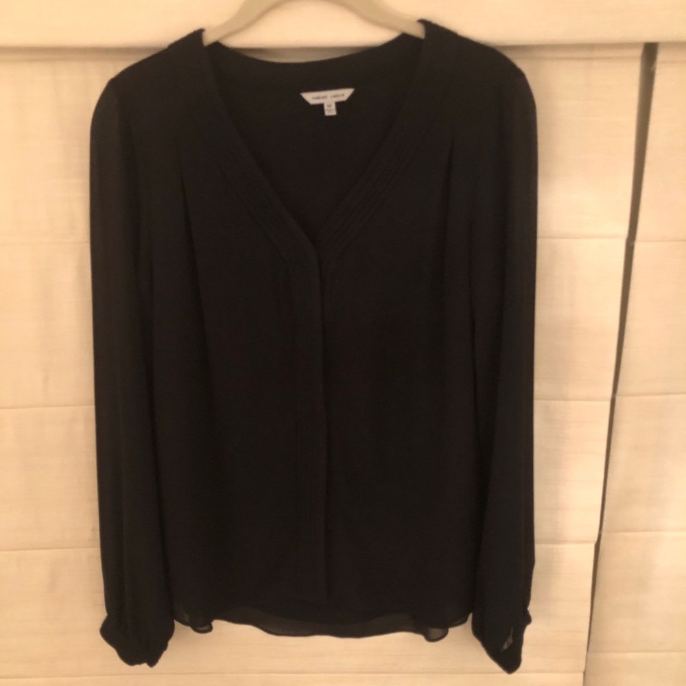 Naked Zebra VNeck Snap Front Top Blouse Black - Picture 3 of 8